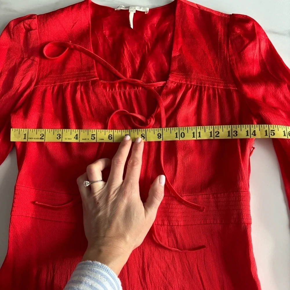 Maje Satin Red Mini Dress Acetate silk sz XS